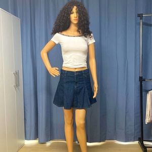 Authentic Dolce & Gabbana Pleaded Denim Skirt